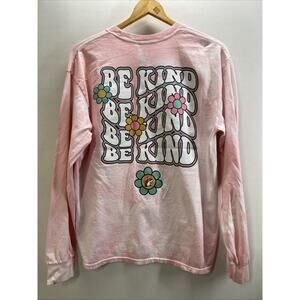 Buc-ees Be Kind Flowers Pink Tie Dye Long Sleeve T-Shirt Women’s Large 42”